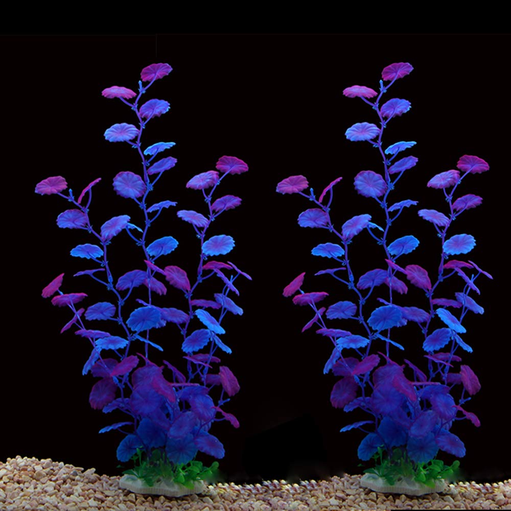 ALEGI plantas artificiales para acuario púrpuras, sin necesidad de luz, decoran y esconden peces