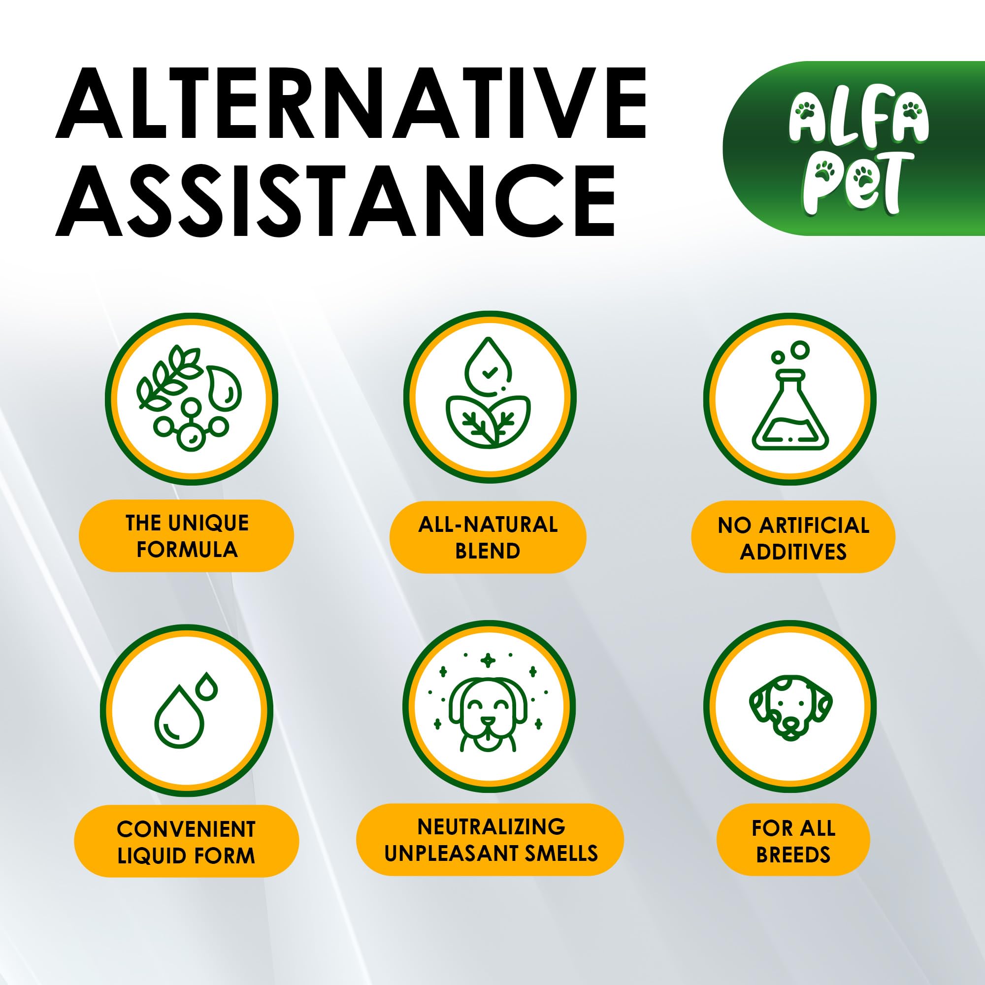 Alfa Pet etiqueta natural con lista de ingredientes sin aditivos.