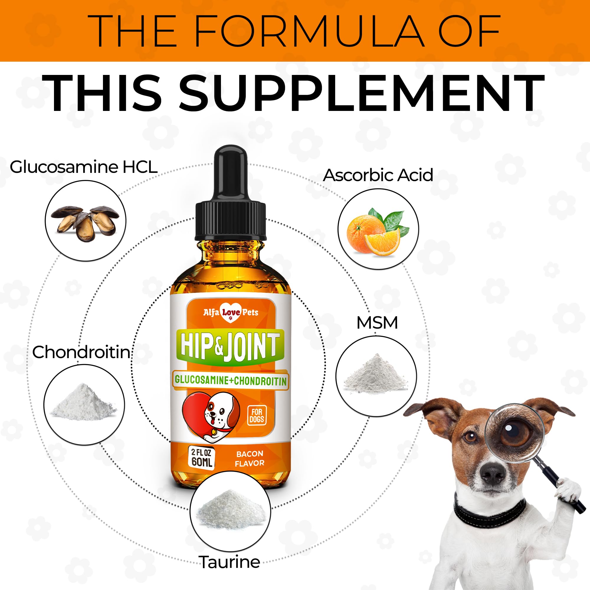 Alfa Love Pets glucosamina para perros: sabor bacon natural mejora palatabilidad