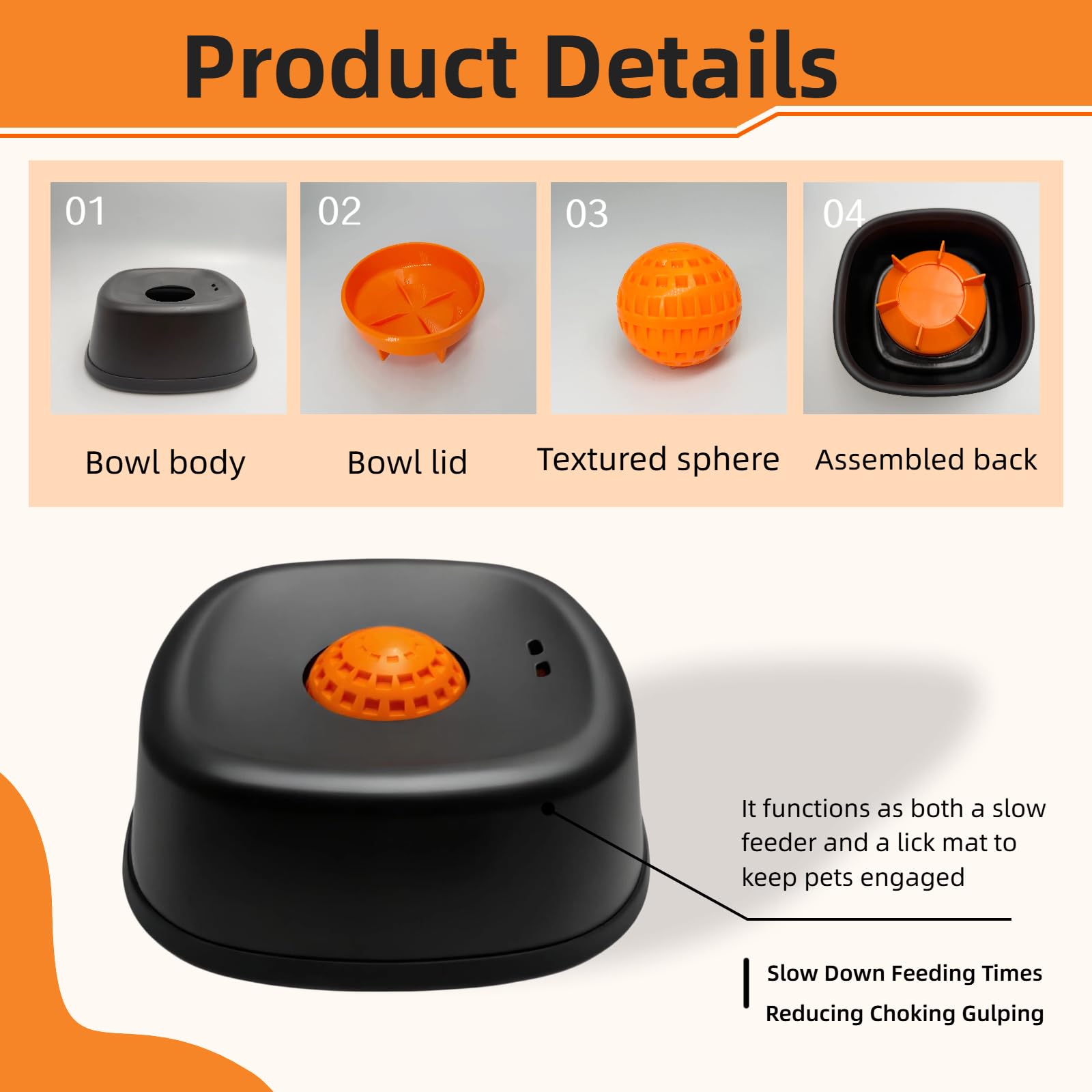 Alimentador lento para perros con líquidos, diseño libre de BPA para seguridad