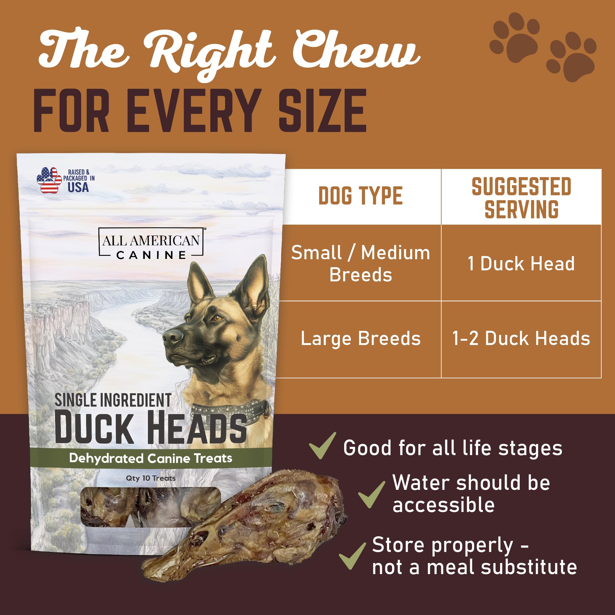 All American Canine, hecho en EEUU, recompensa de pato para entrenamiento diario.