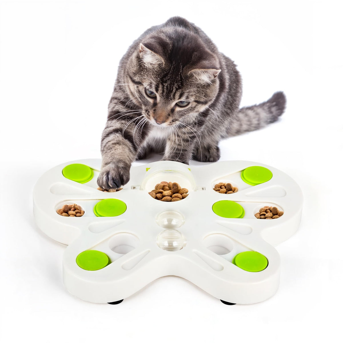 ALL FOR PAWS Alimentador puzzle para gatos en forma de mariposa fomenta juego y exploración