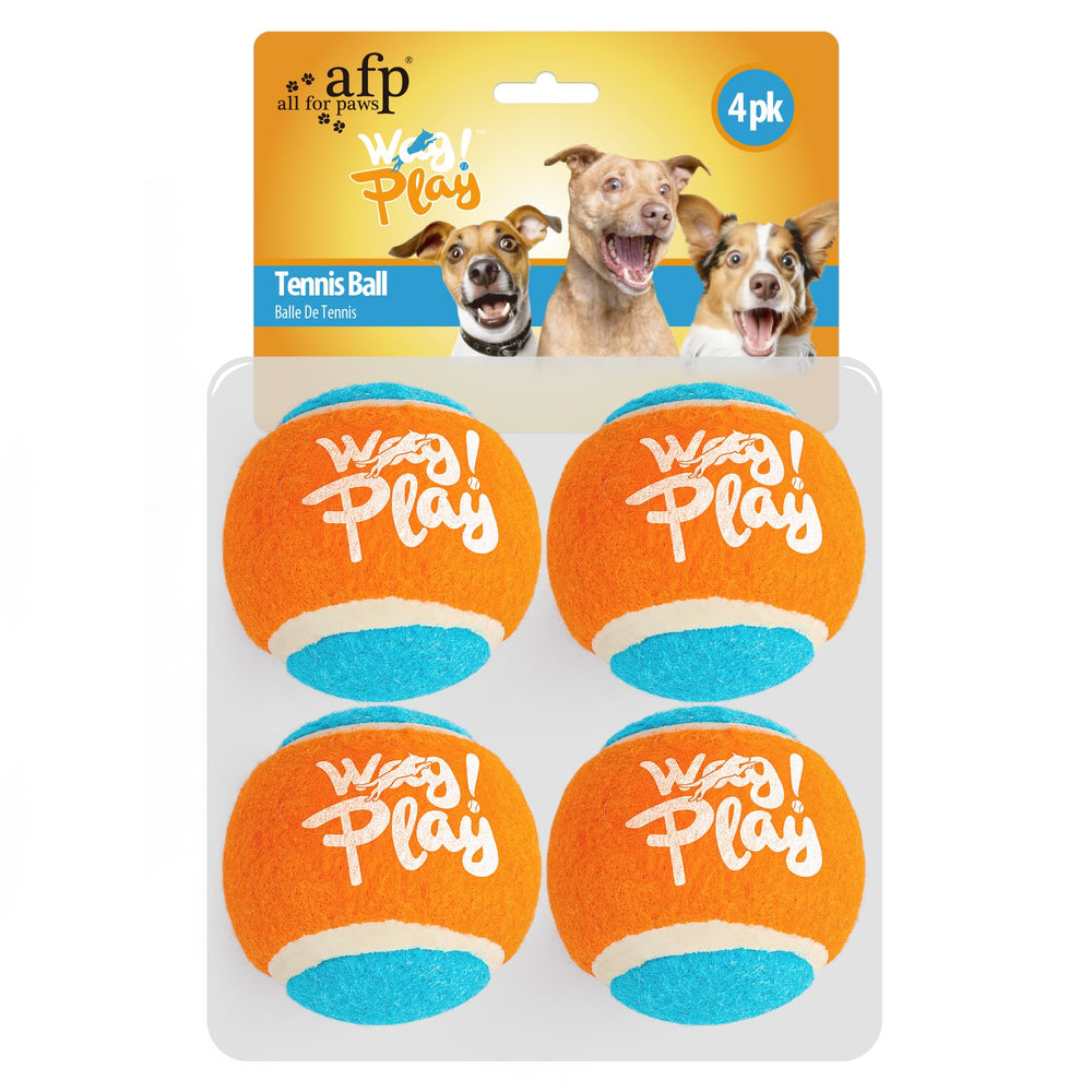 All For Paws pack de 4 bolas de tenis, repuestos para sesiones prolongadas de juego