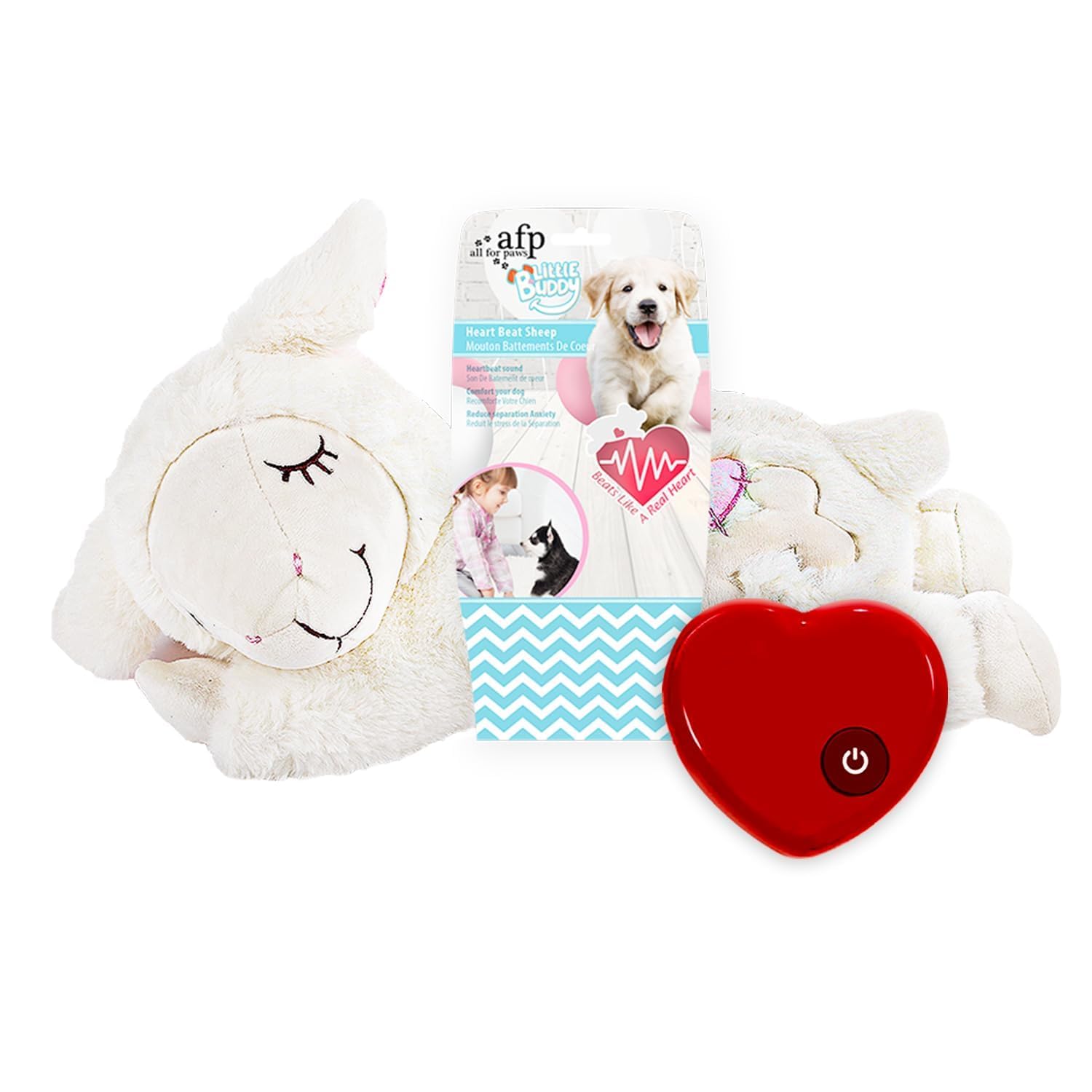 ALL FOR PAWS Juguete para perro con pulsación de corazón para calmar cachorros nerviosos.