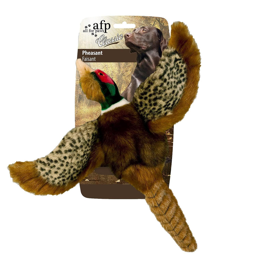 ALL FOR PAWS Pavo Real: juguete interactivo con diseño realista para morder y jugar.