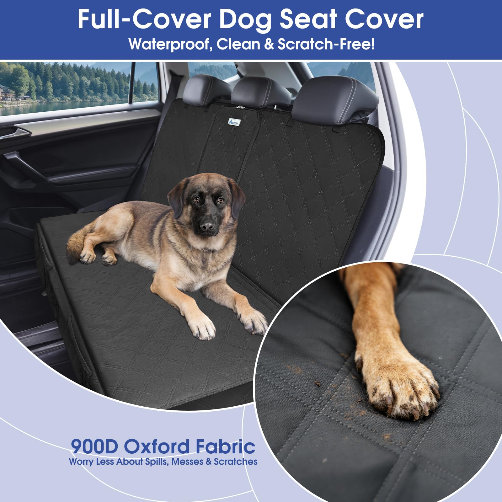 ALLANSING protector asiento trasero coche: anti-derrame para familia y mascotas.