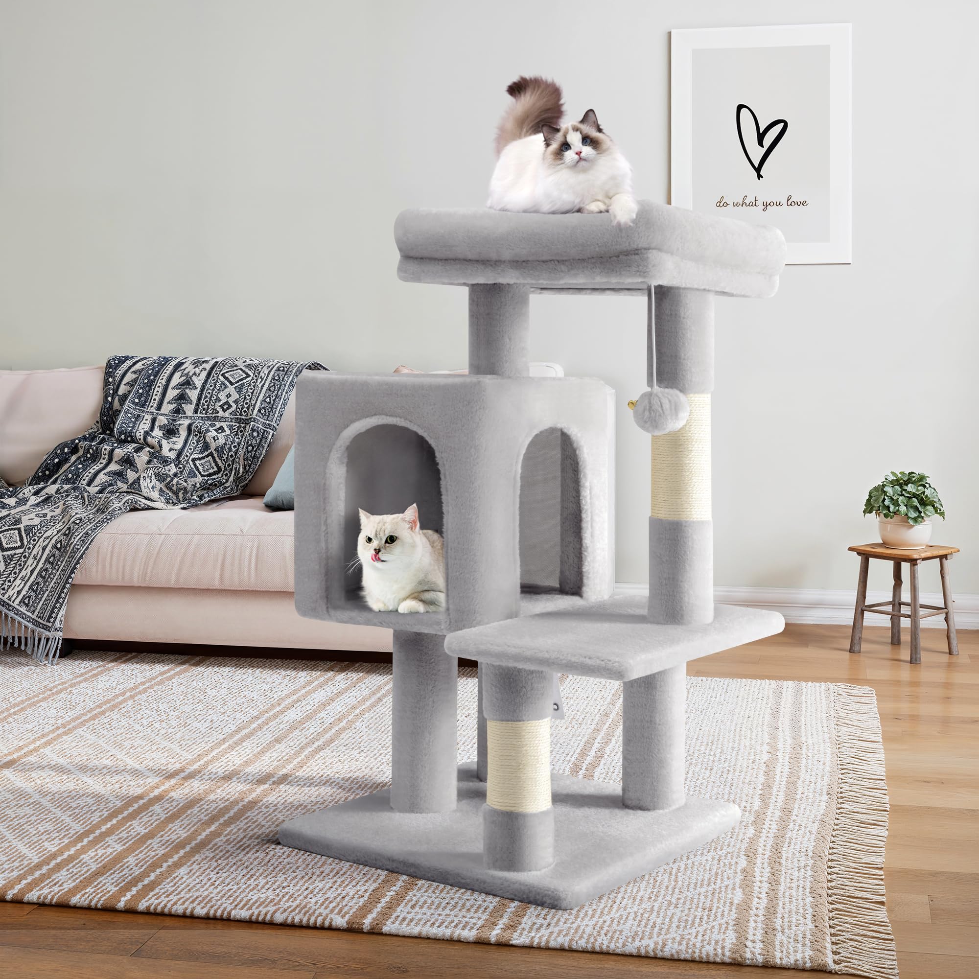 Allewie cueva para gatos con dos puertas, entrada y salida fáciles.
