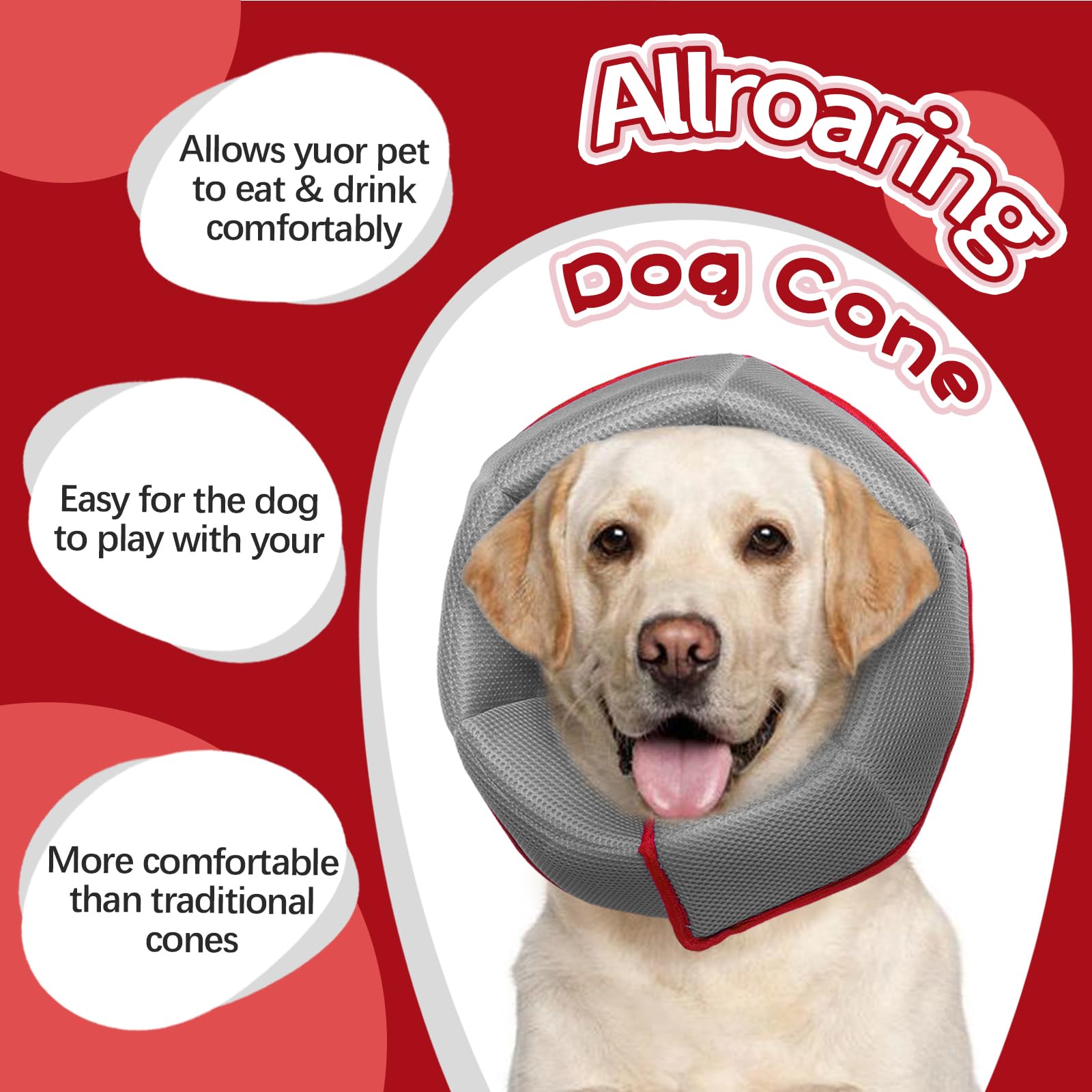 Cono Allroaring para perro de fácil uso para recuperación sin molestias