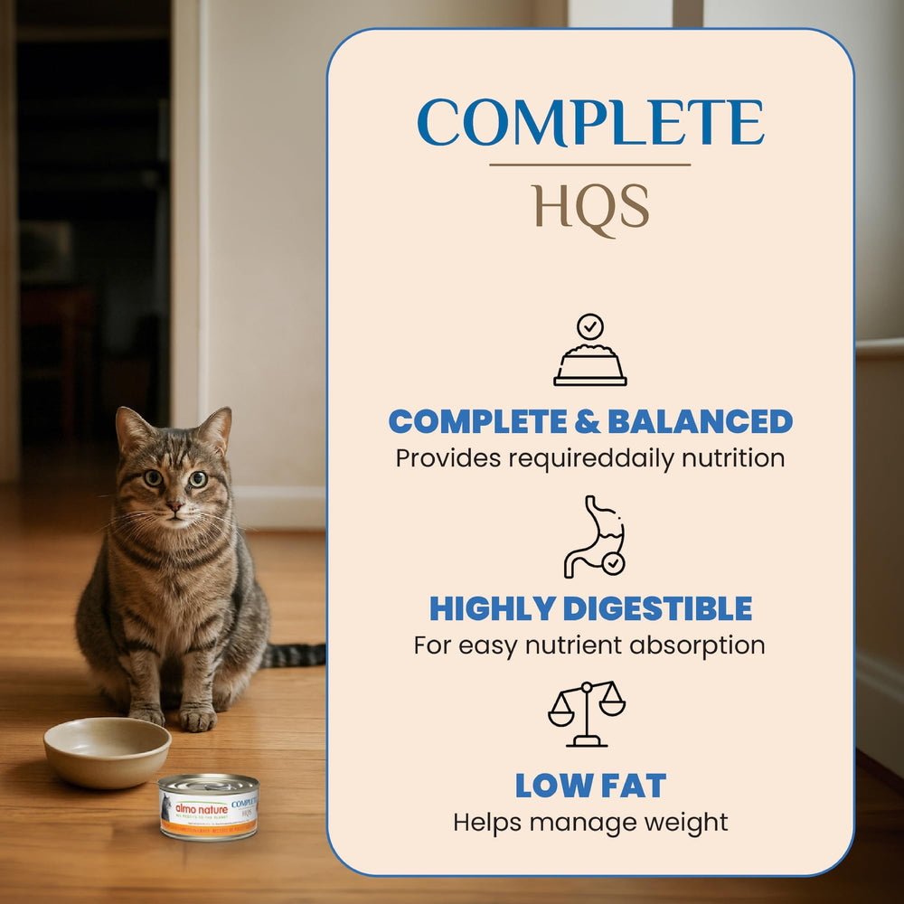 Almo Nature HQS Complete, fórmula sin gluten ni subproductos para una dieta equilibrada.