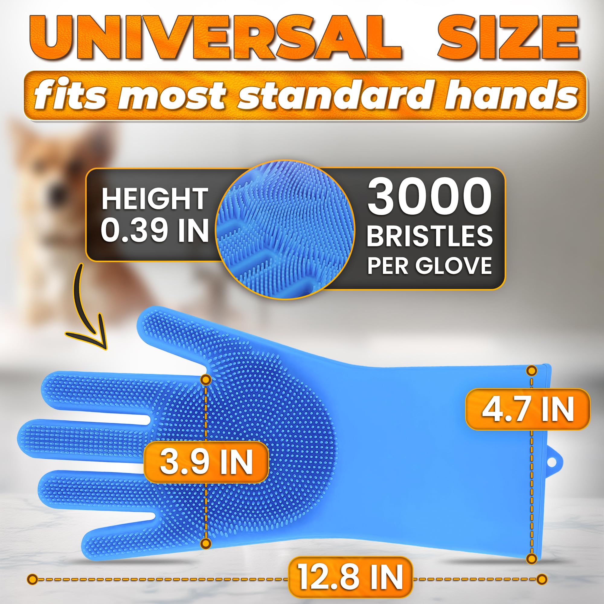Guantes 2 en 1 de ALPENKOK para baño de mascotas, limpieza fácil.