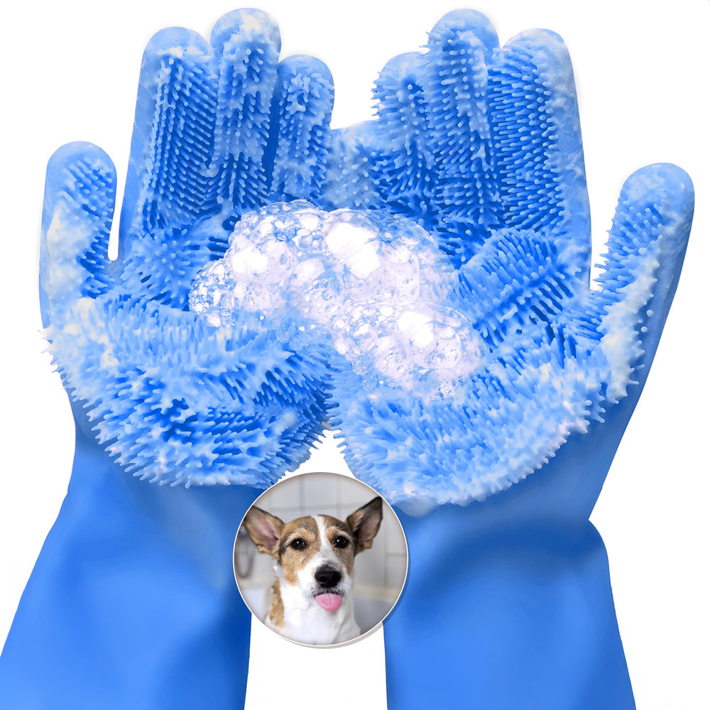 ALPENKOK guantes para baño de perro con cerdas suaves y masaje cómodo.