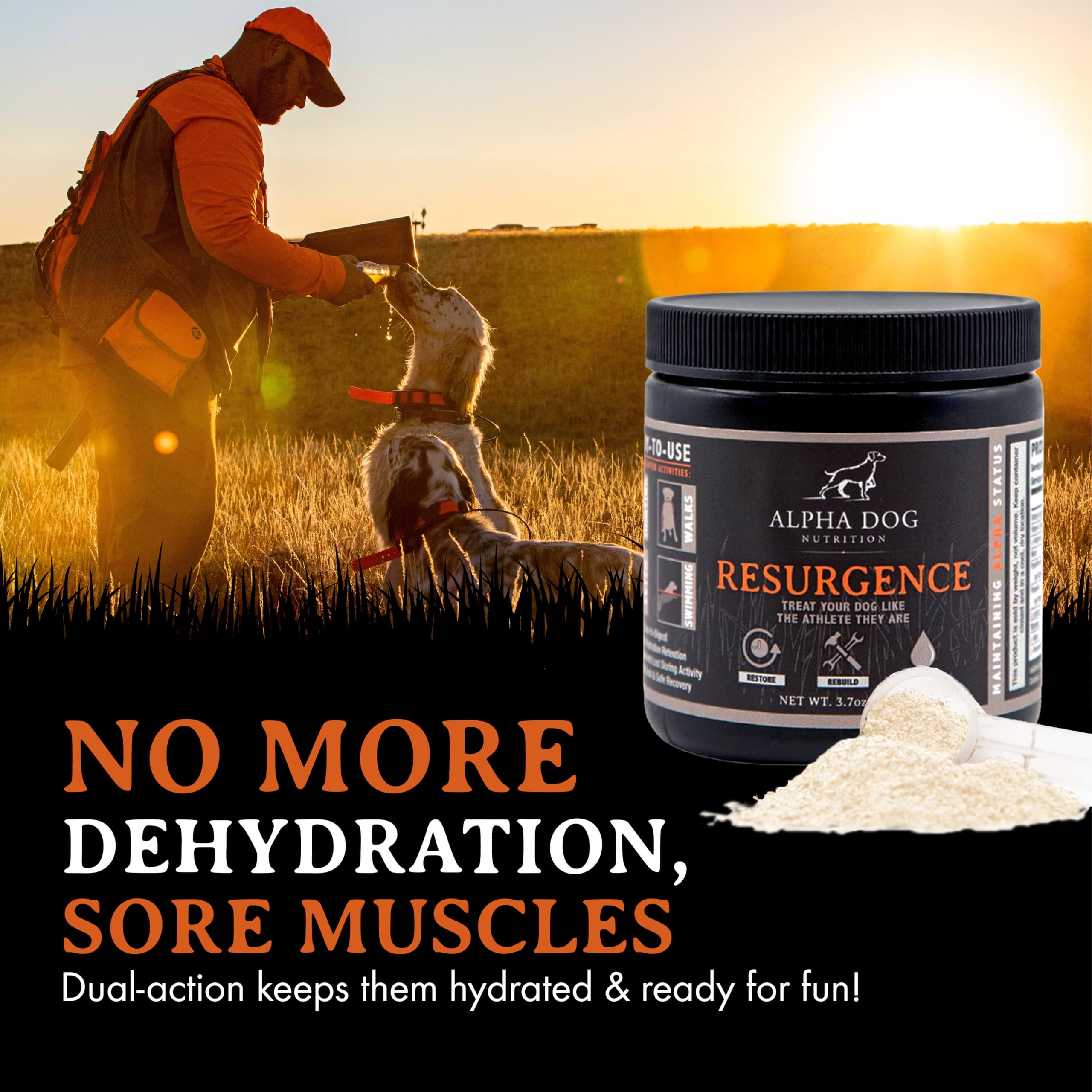 Alpha Dog Nutrition Resurgence: presentación apilable y fácil de usar para dueños.