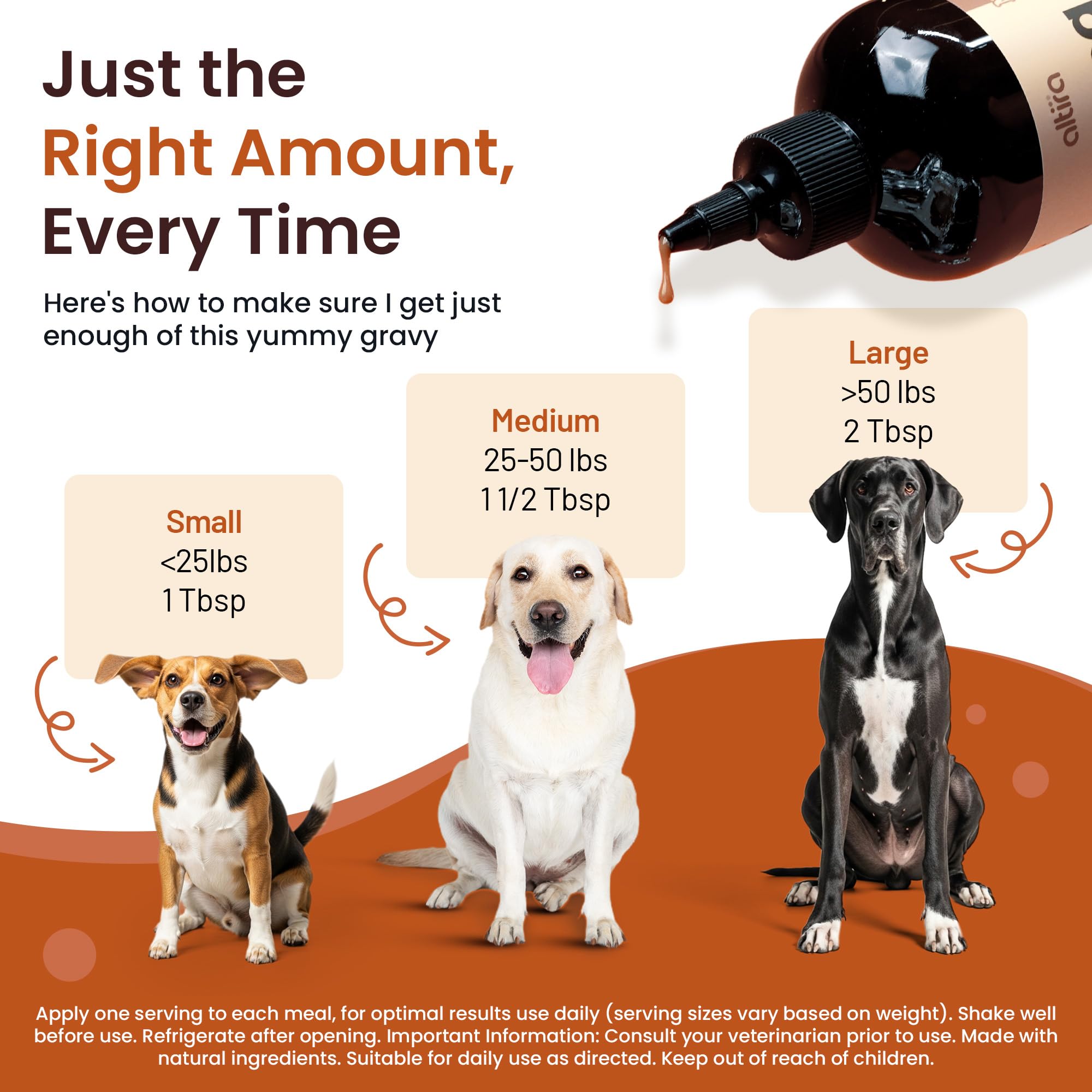 Altira salsa para perros, ingredientes-naturales, opción sin aditivos para su dieta.