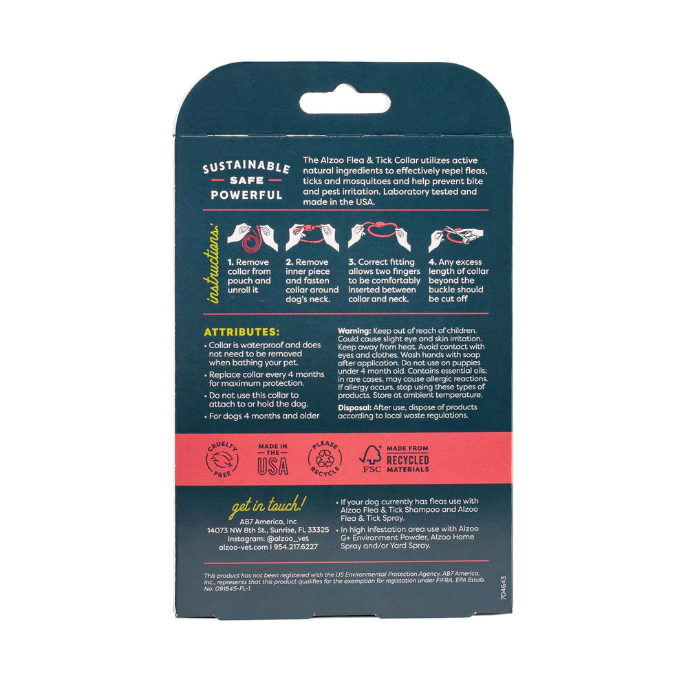 ALZOO collar antipulásitos con aceites naturales de menta y cedro, aroma suave y protección.