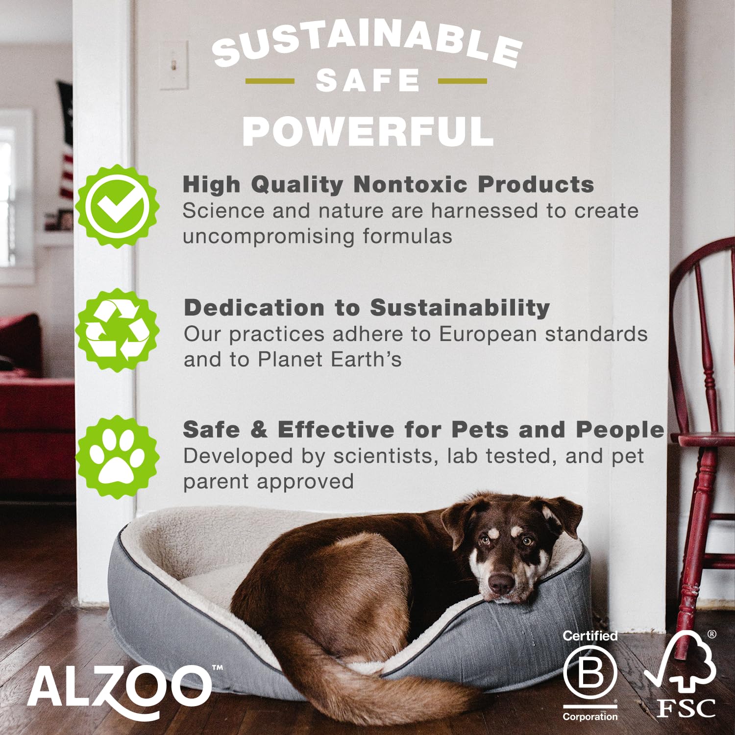 ALZOO Stain & Odor Remover, fórmula a base de plantas y probióticos.