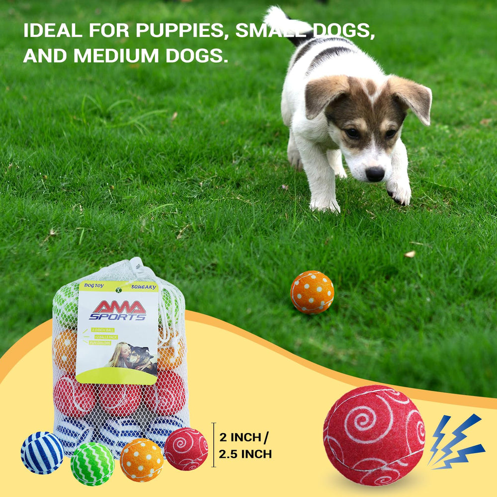 Paquete AMA SPORT de 12 bolas para perros pequeños, colores variados.
