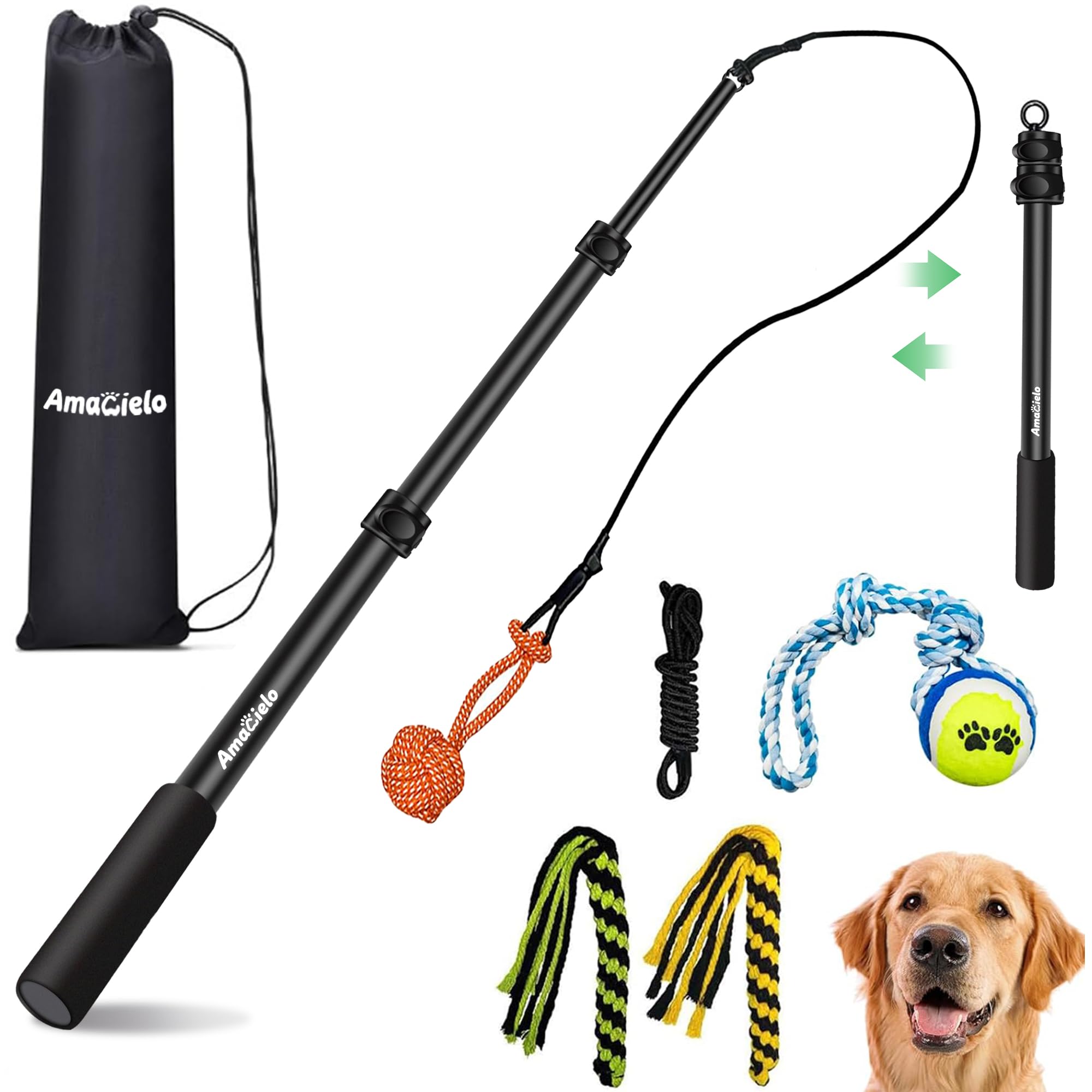 AmaCielo palo de coqueteo para perro en movimiento para recreo al aire libre