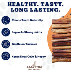 Selección premium natural de Amazing Dog Treats Bully Sticks, sin aditivos.