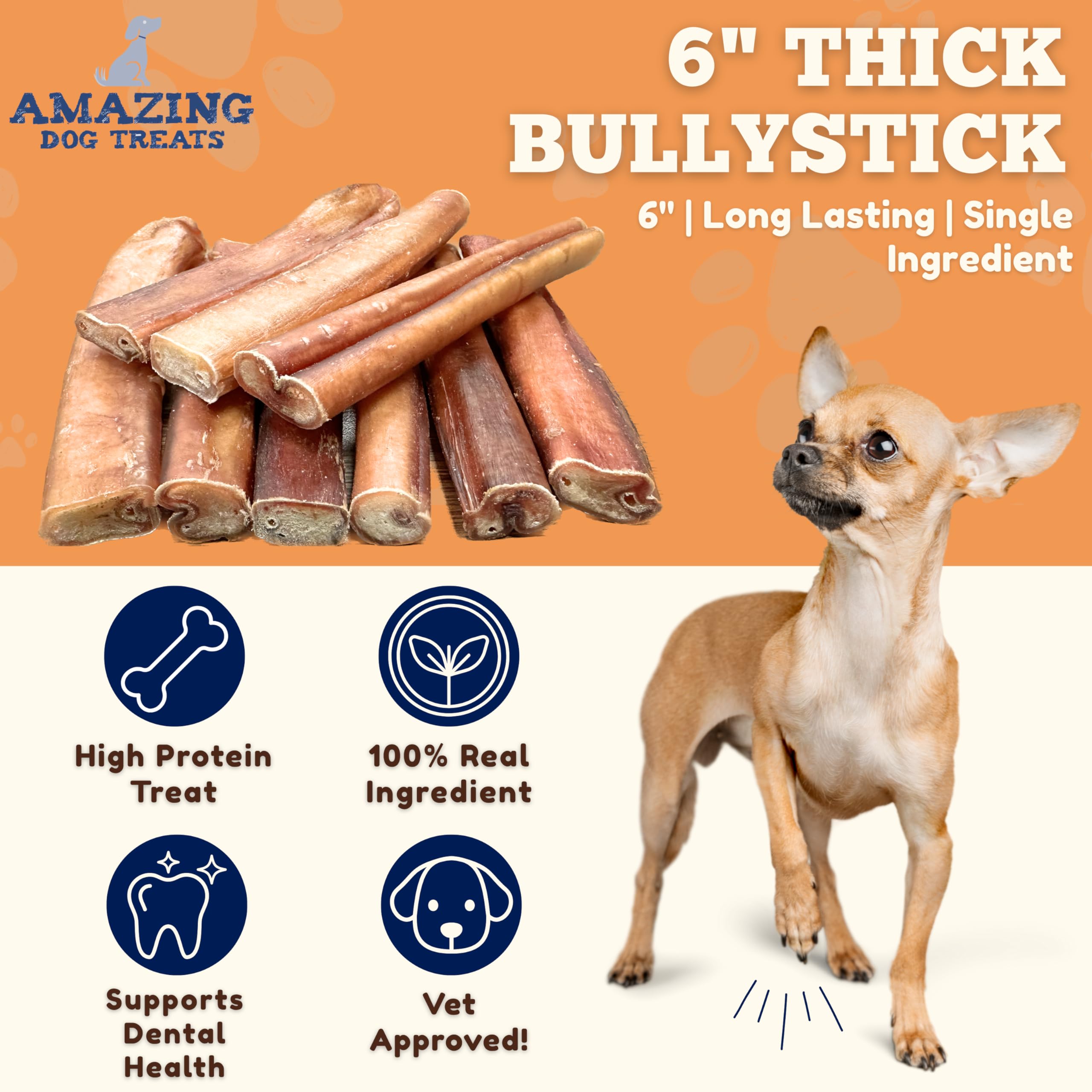 Amazing Dog Treats Bully Sticks sin cuero crudo, opción segura para perros.