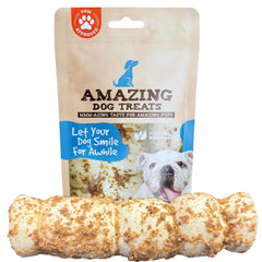 Amazing Dog Treats, empaque de rollos de mejilla de res, ideal para masticación prolongada.