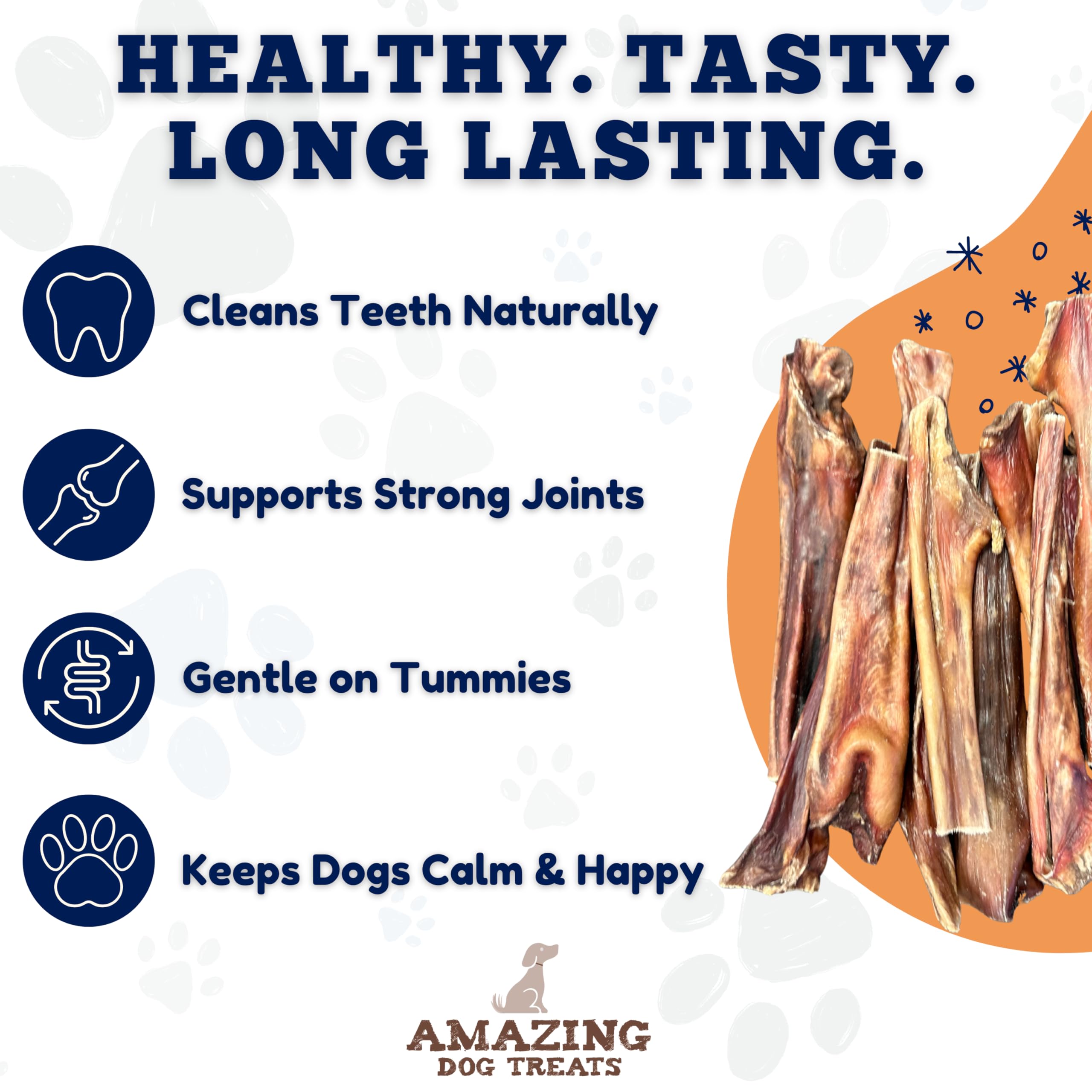 Amazing Dog Treats tiras de esofago, apoyo a la salud bucal durante la masticación