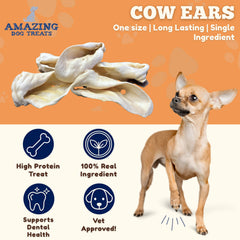 Amazing Dog Treats orejas de vaca sin aditivos, snack natural para perros