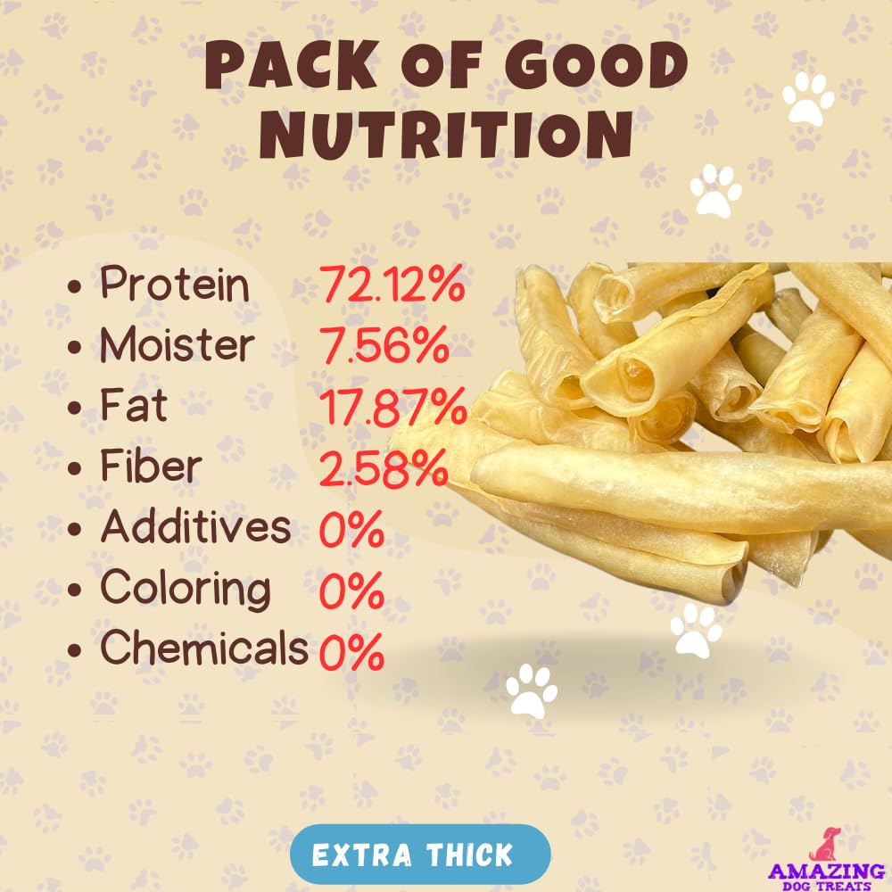 Amazing Dog Treats palitos de colágeno de res 6 pulgadas, duraderos para perros grandes.