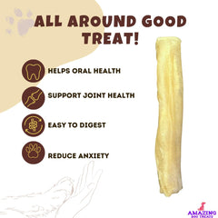 Amazing Dog Treats palitos de colágeno de res 6 pulgadas, en paquete visible para masticación.