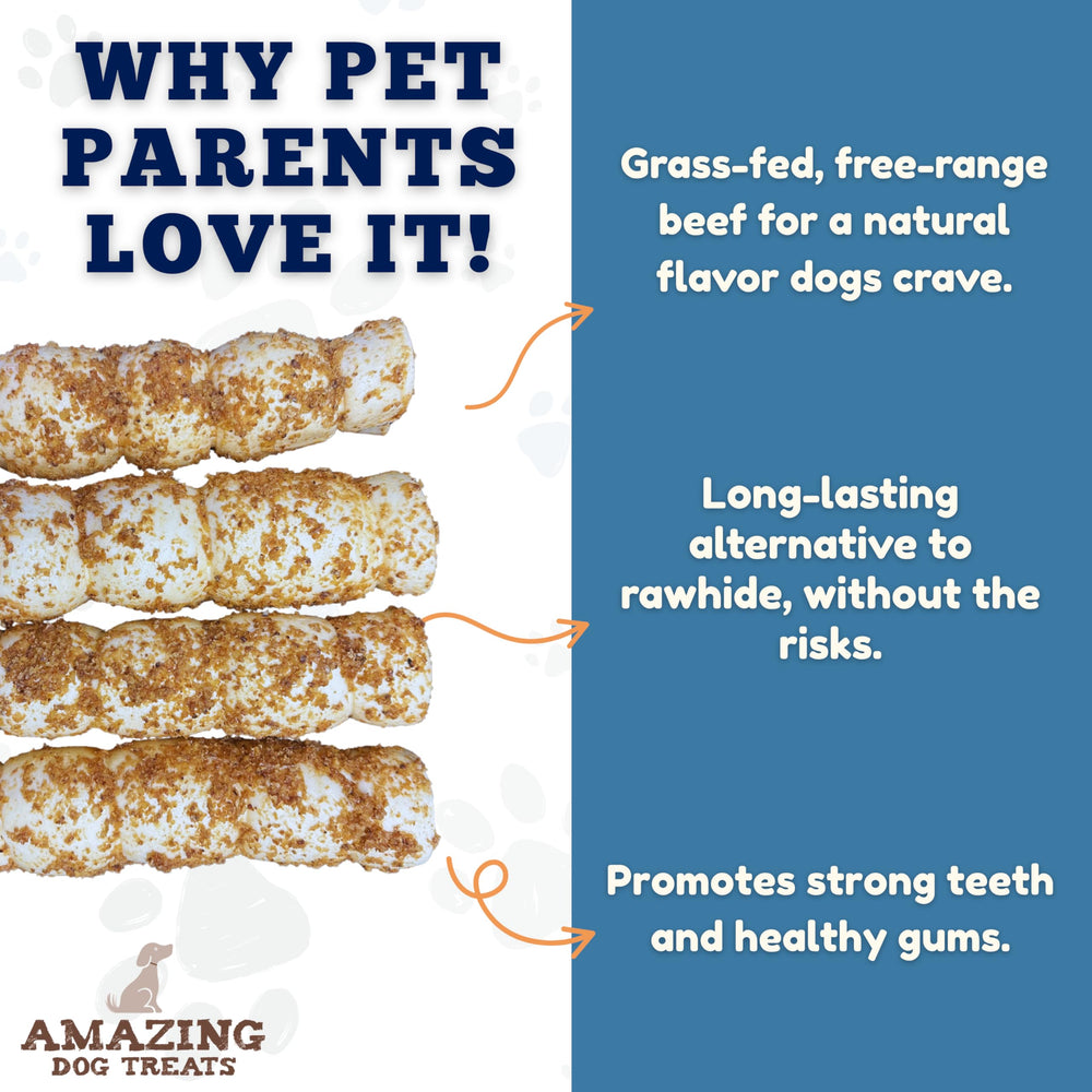 Amazing Dog Treats: rollos cachete de res durabilidad larga para masticadores persistentes