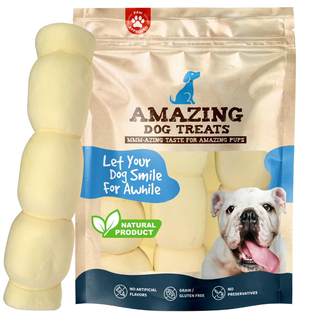 Amazing Dog Treats: rollos de carrillo de res 10 pulgadas en empaque, ideal para masticación prolongada.
