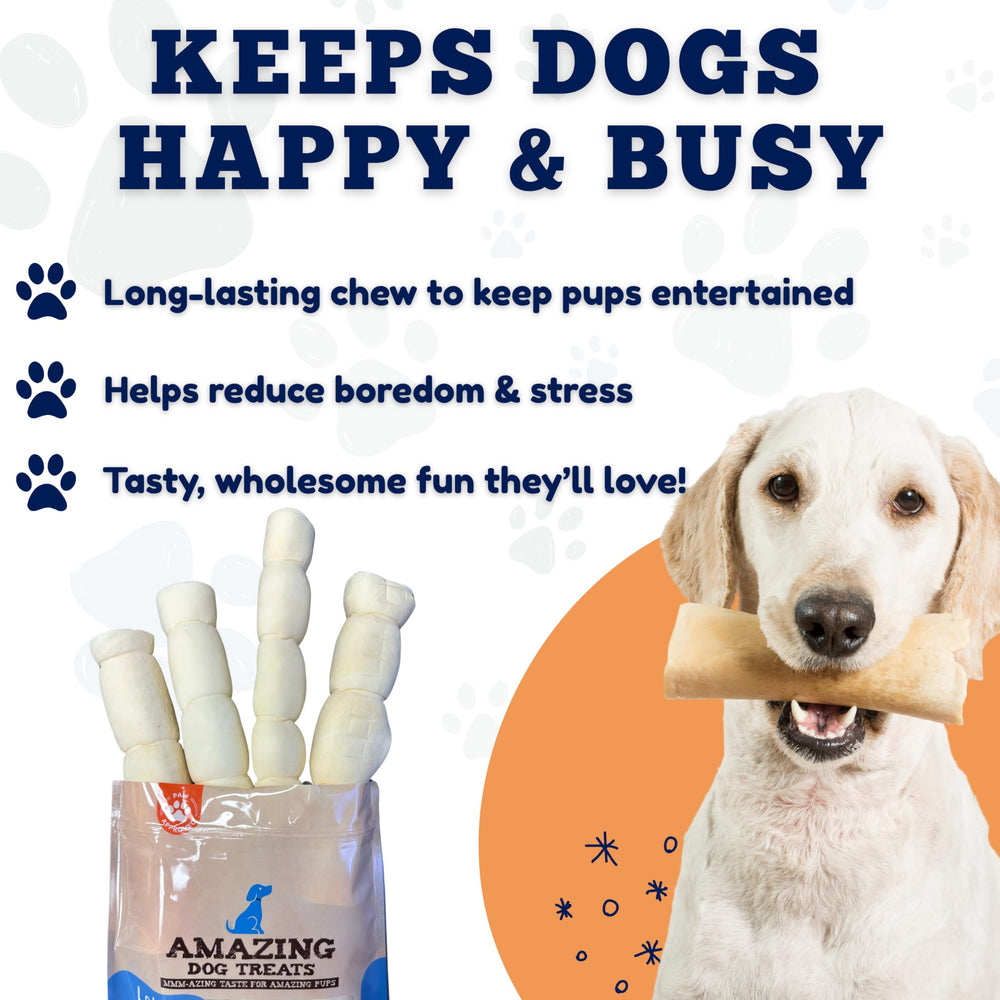 Amazing Dog Treats: rollos de carrillo de res 10 pulgadas, ricos en proteínas para energía diaria.