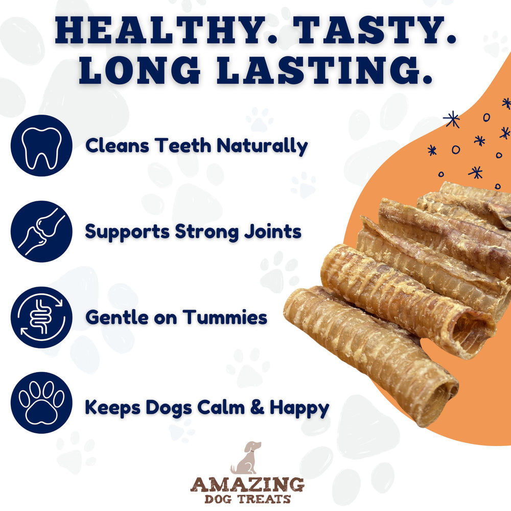 Amazing Dog Treats sin químicos ni aditivos, tráquea de res como opción natural de masticación.