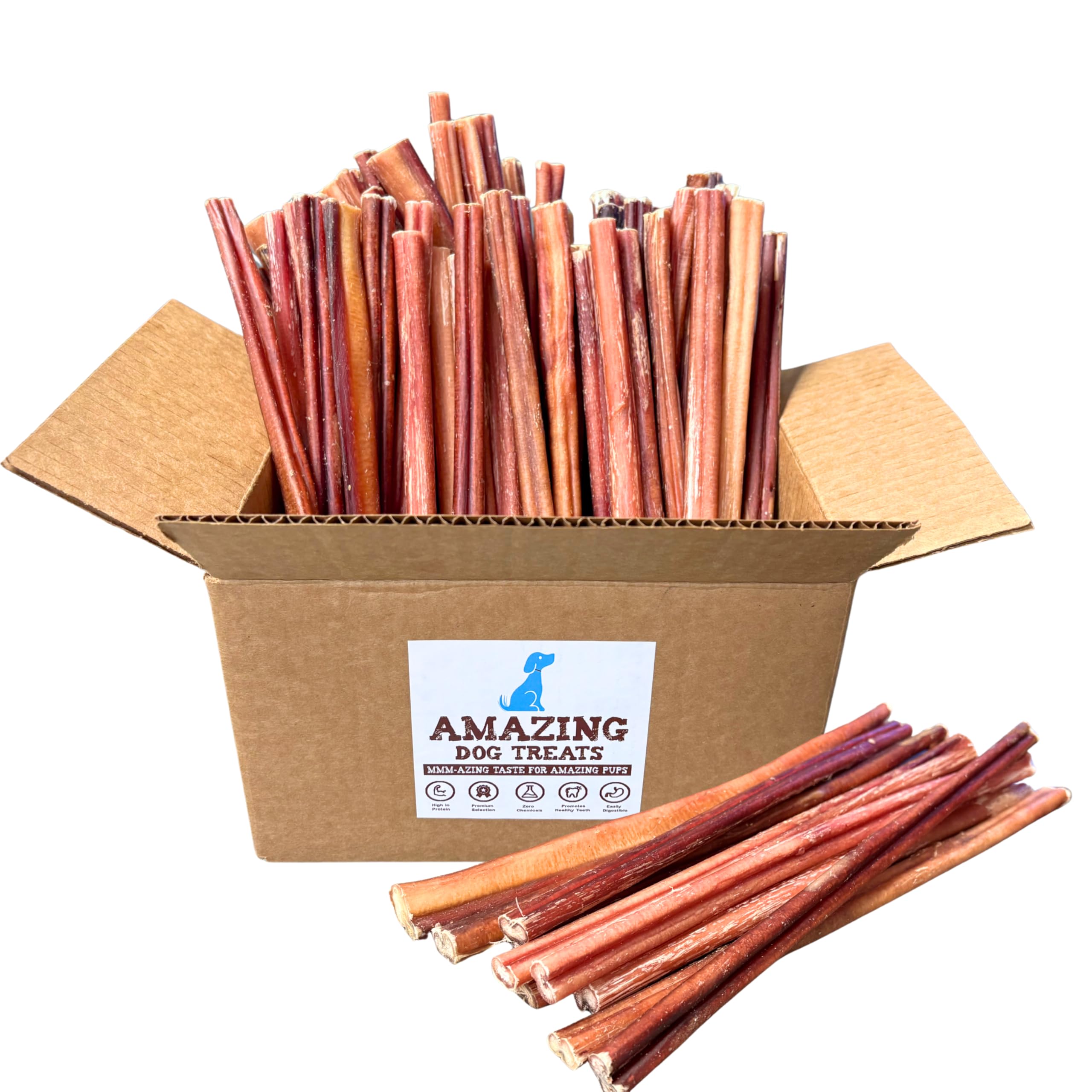 Amazing Dog Treats: tiras bully para perros pequeños, 12 pulgadas, snack proteico y masticable.