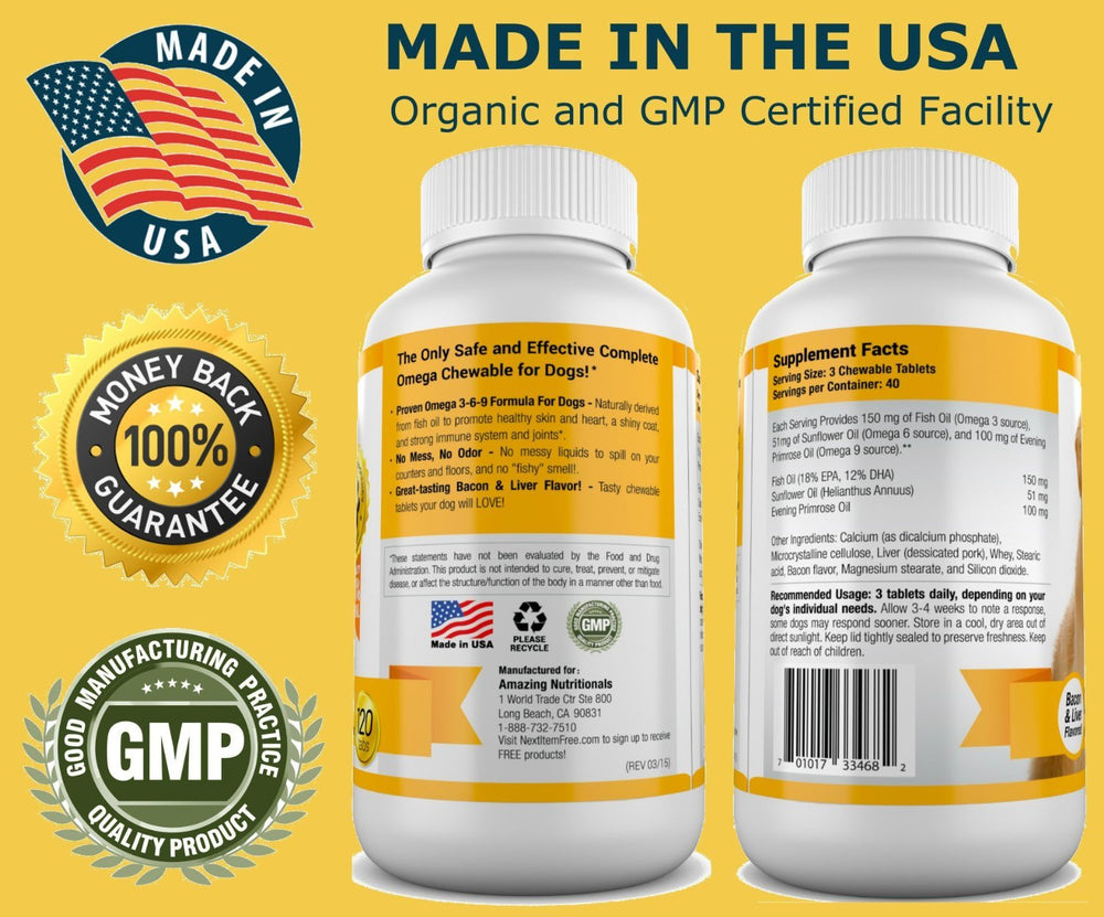 Omega 3 de Amazing Nutritionals para perros, dosis fáciles y sin complicaciones.