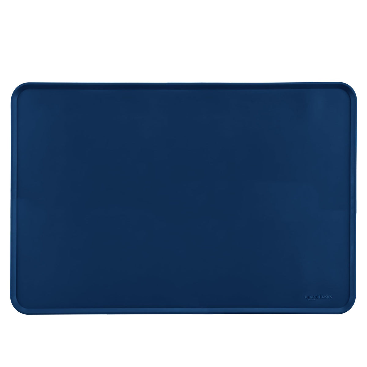 Amazon Basics alfombrilla impermeable para comida de mascotas azul protege el suelo y facilita la limpieza.