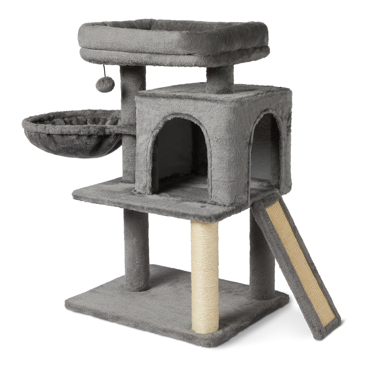 Amazon Basics árbol multnivel para gatos con 2 condos, ideal para rincones de la sala
