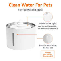 Amazon Basics bebedero con filtración triple para agua más fresca.