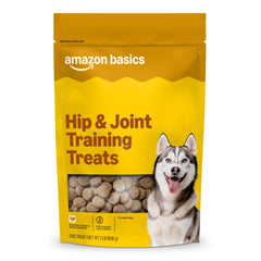 Amazon Basics frente de la bolsa de premios para perros, ideal para recompensas de entrenamiento.