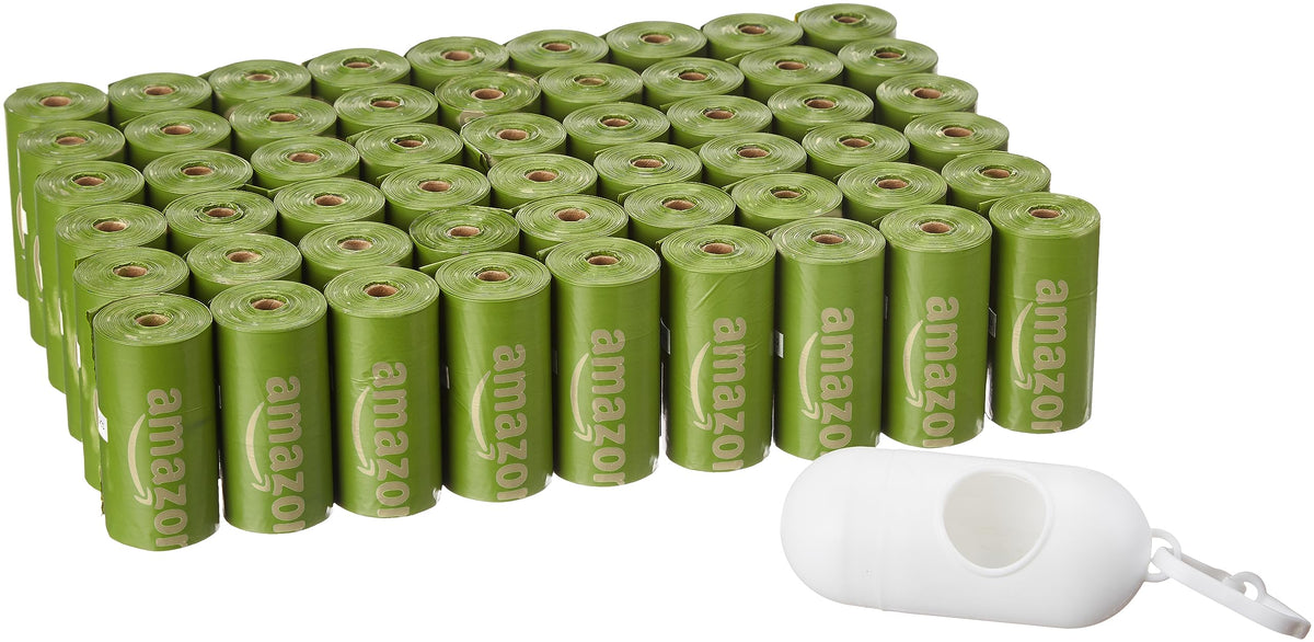 Amazon Basics bolsas para caca de perro con dispensador facilita recogida durante paseos.