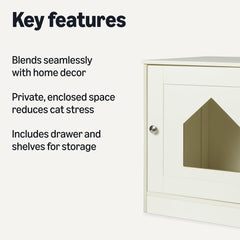 Amazon Basics caja-litter-oculta acabado-blanco, encaja con decoración moderna manteniendo la caja de arena oculta.