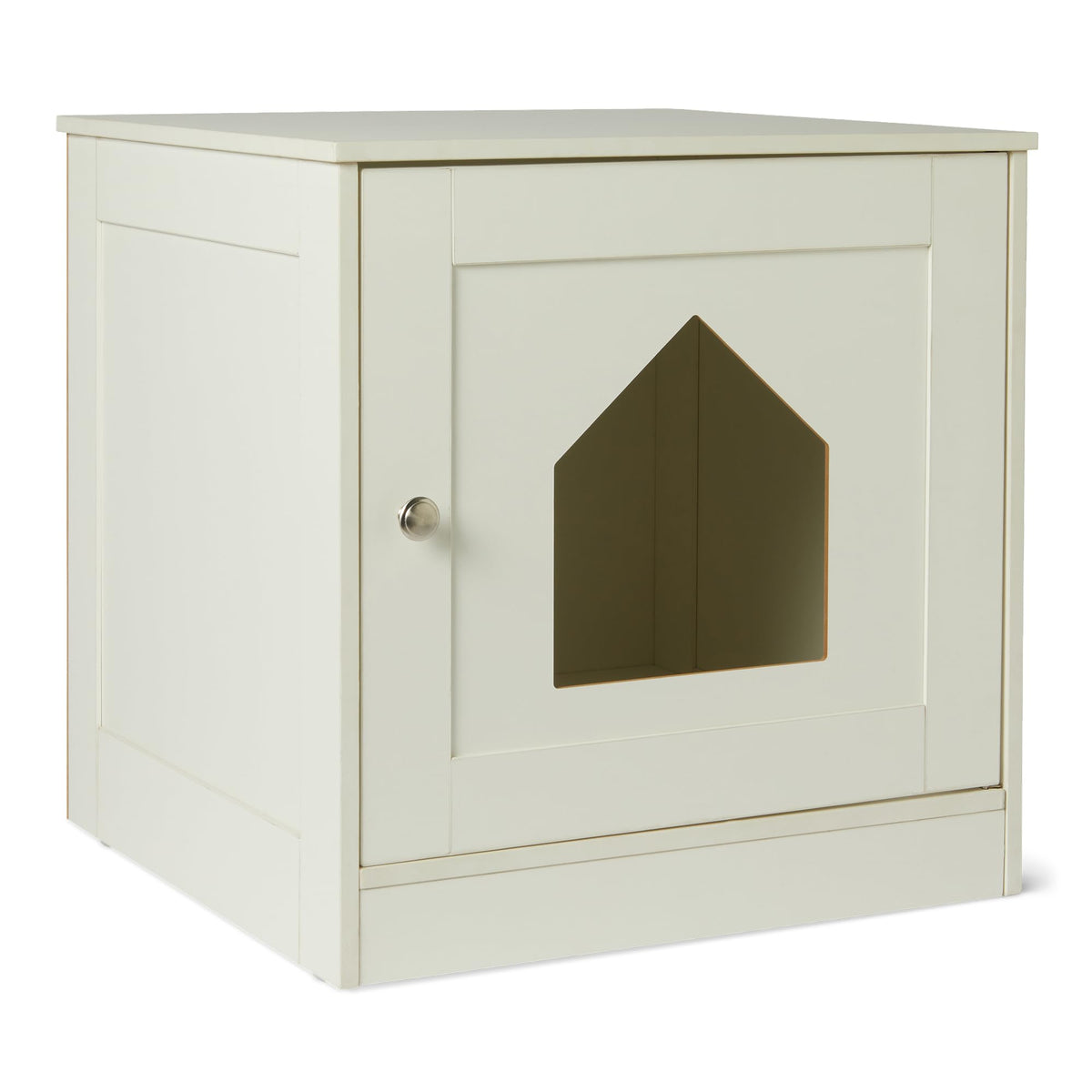 Amazon Basics caja-litter-oculta vista frontal, mantiene la arena fuera de la vista para un salón ordenado.