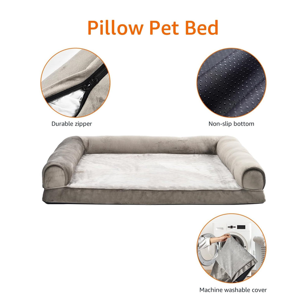 Apoyo para cabeza y cuello del perro en la cama Amazon Basics.