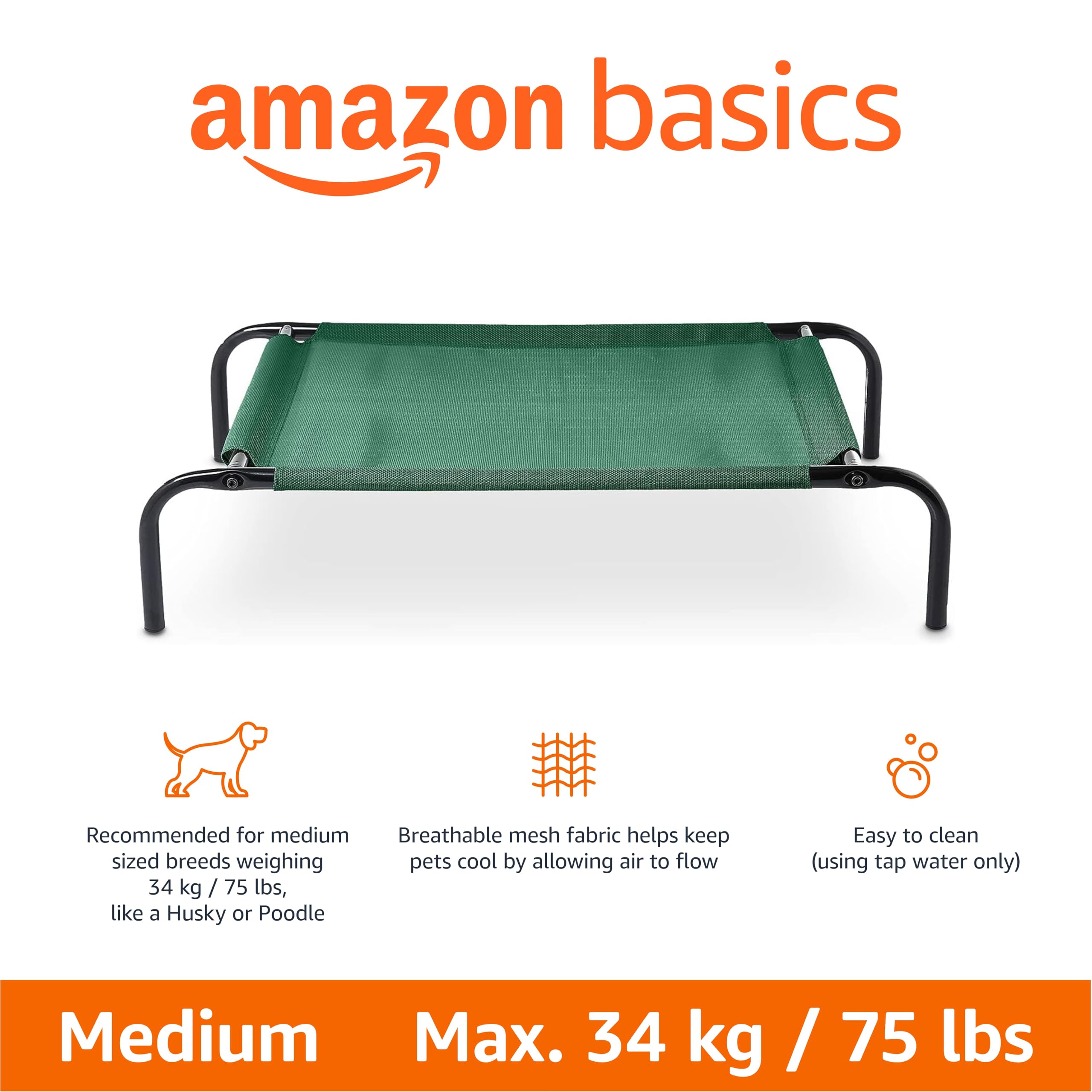 Amazon Basics cama de malla transpirable para perros, mejora la circulación.