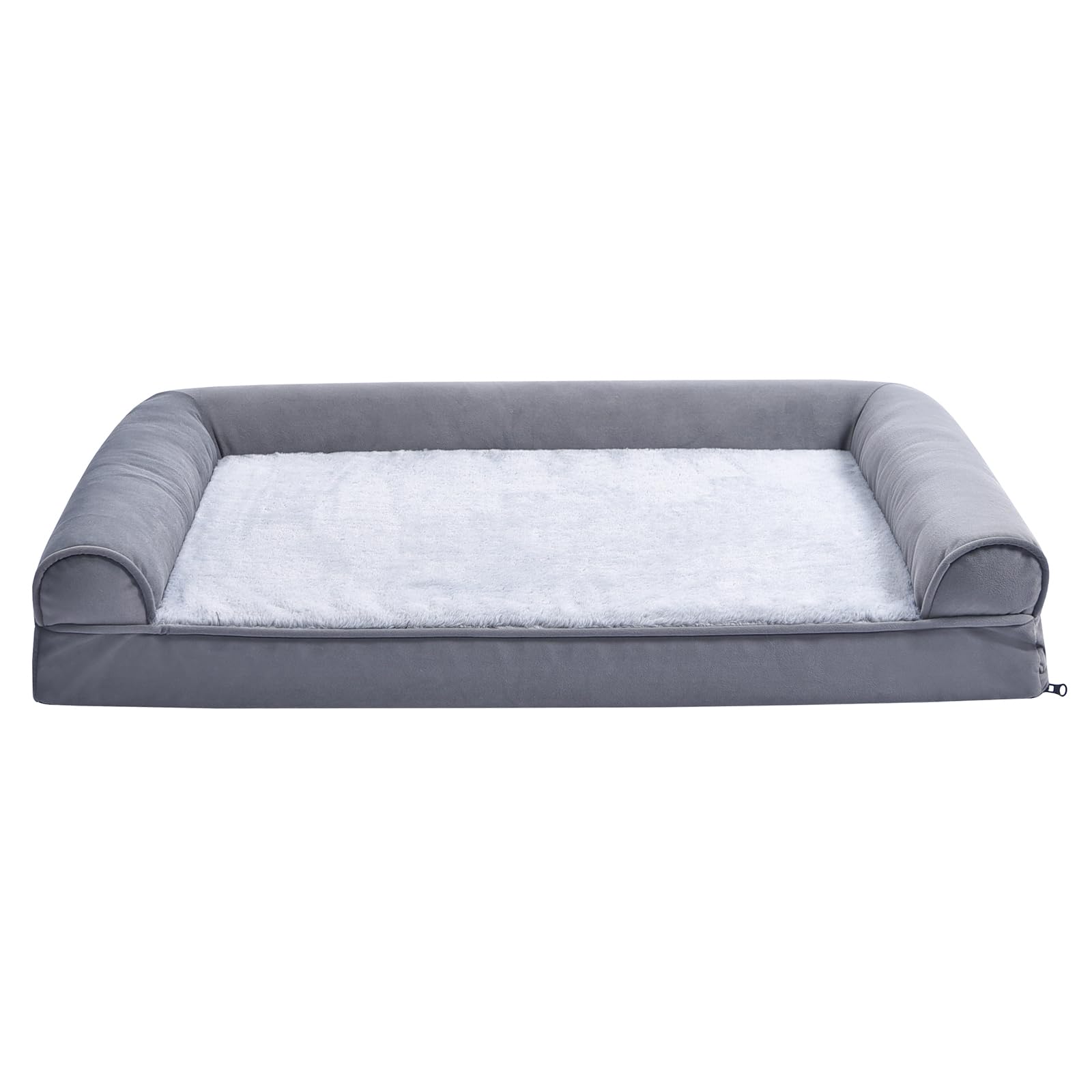 La cama para perros Amazon Basics en sofá 36x27 ofrece gel para soporte.