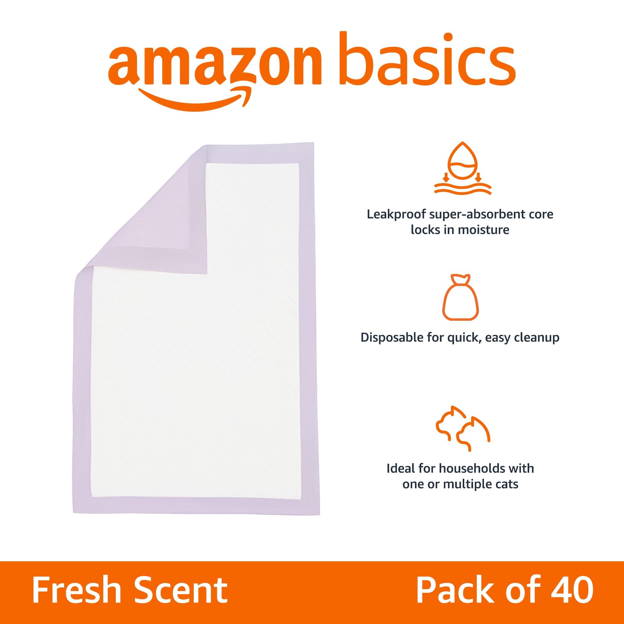 Amazon Basics Cat Litter Pads-absorcion-rapida, mantiene la humedad bajo control y evita salpicaduras.