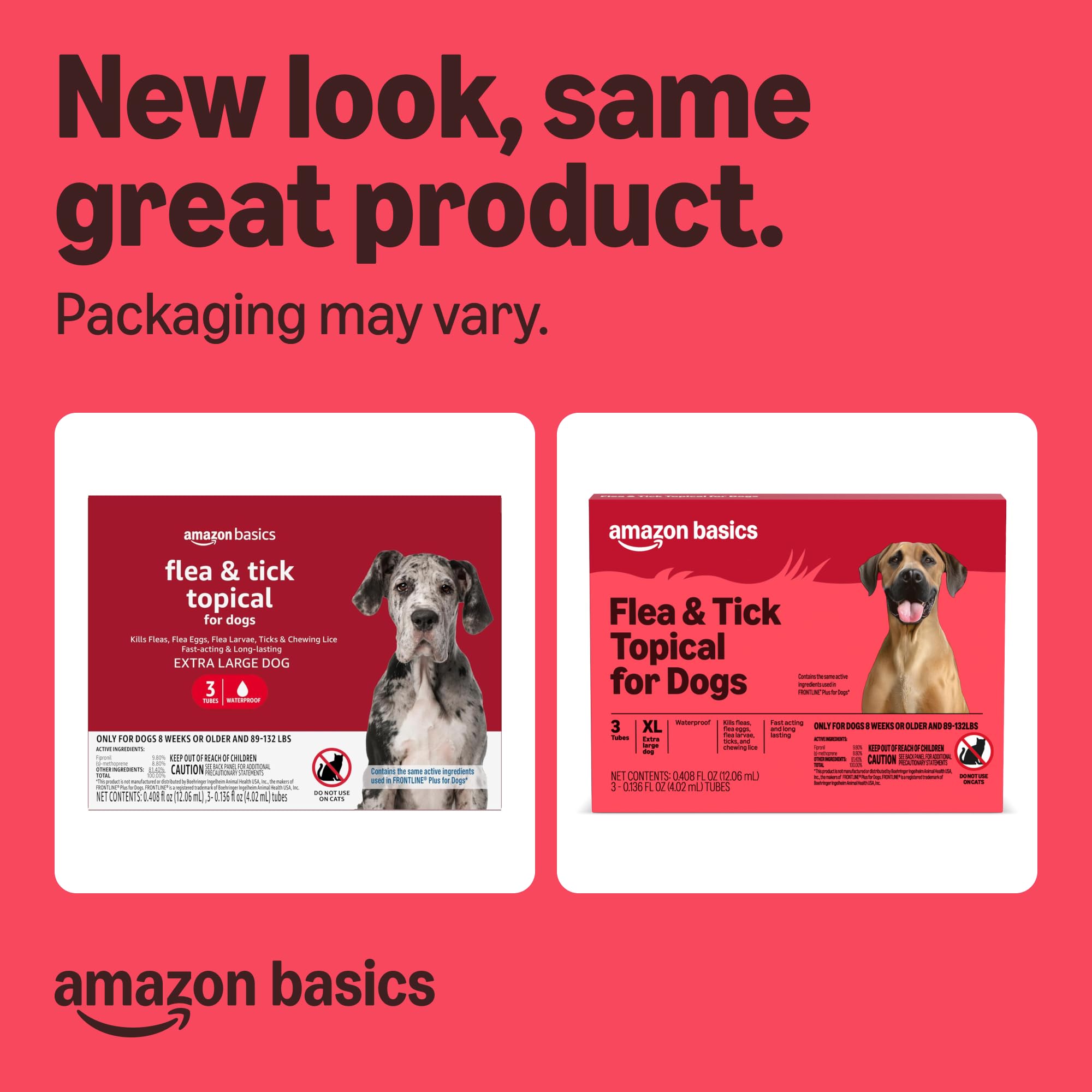 Amazon Basics application area on a dog showing where to apply the product