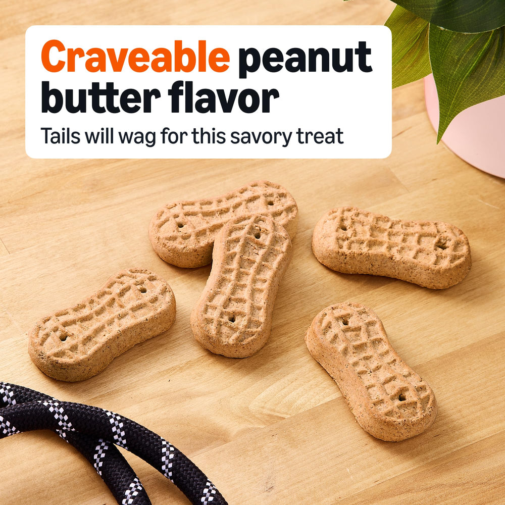 Amazon Basics galletas para perros con mantequilla de maní, refrescan el aliento.