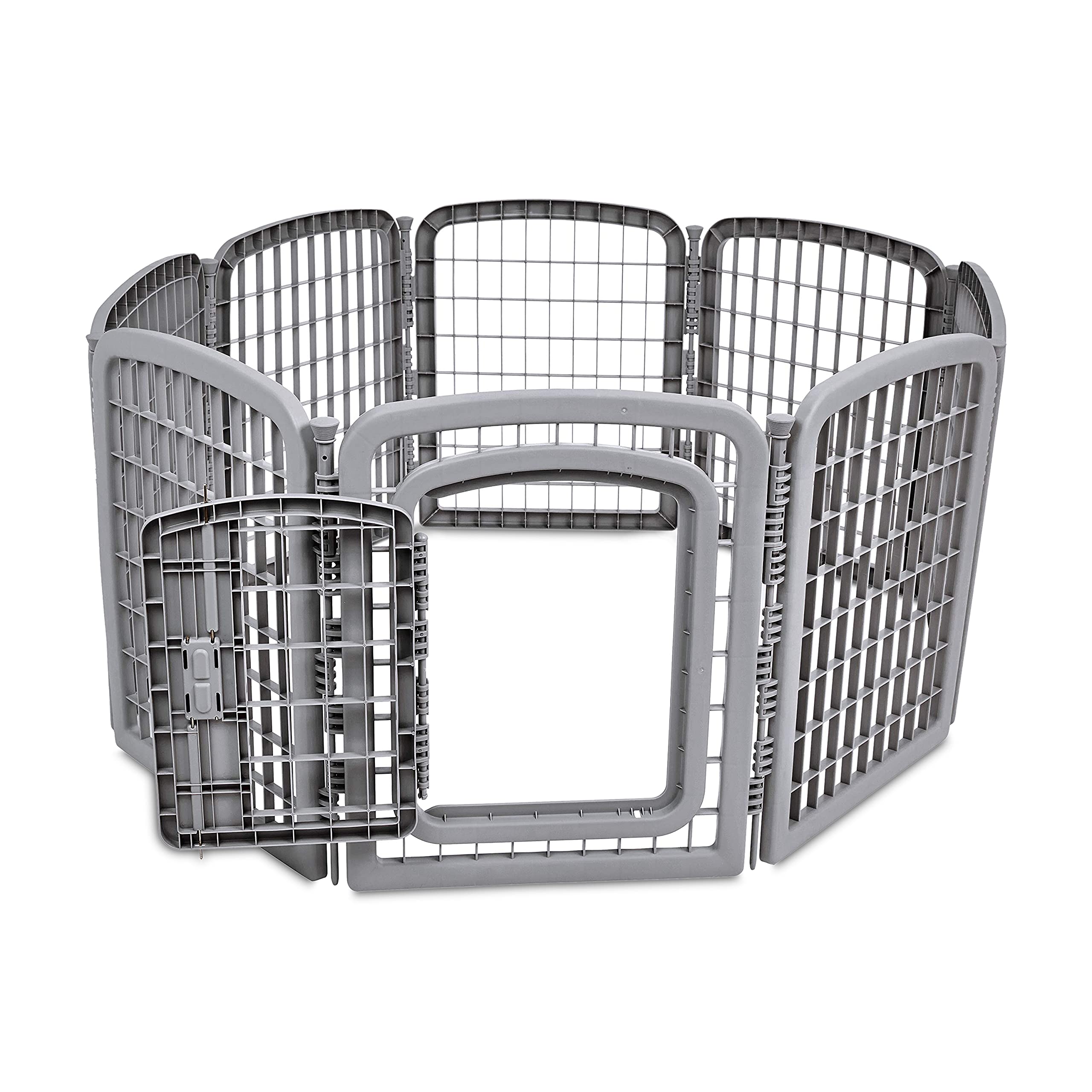 Amazon Basics jaula para perros 8 paneles octagonal, montaje rápido y almacenamiento sencillo