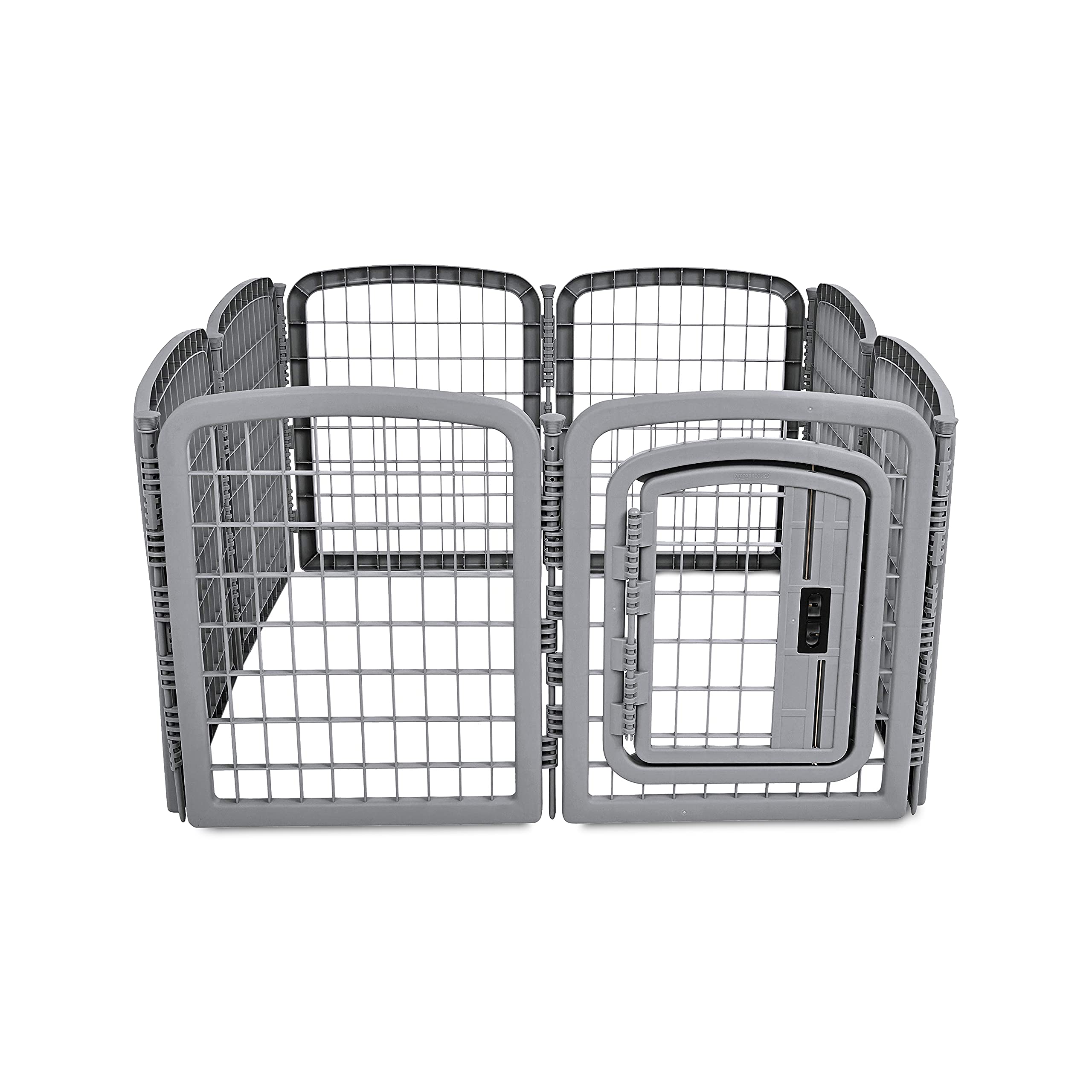 Amazon Basics jaula para perros 8 paneles octagonal, puerta con cierre para acceso seguro