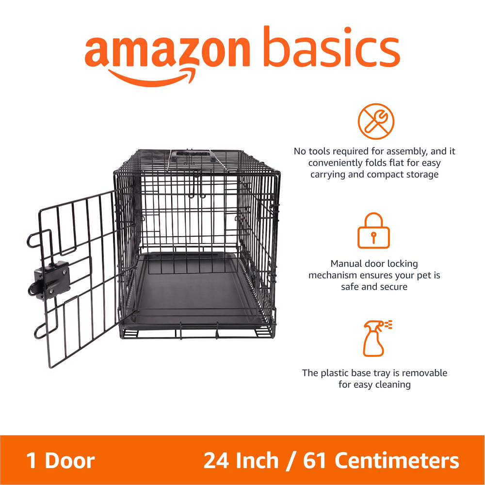 Amazon Basics jaula de perro con puerta única, contención segura.